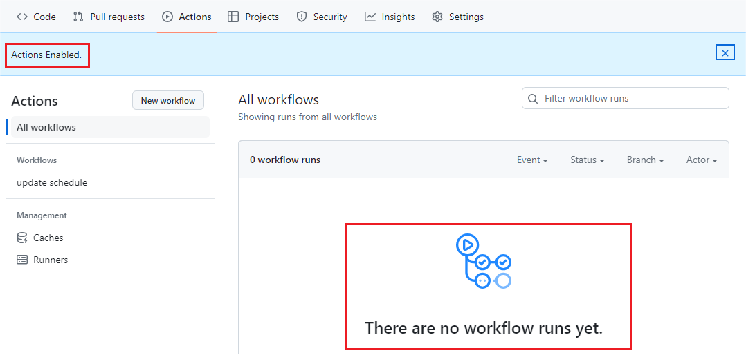 Actions workflow enabled successfully